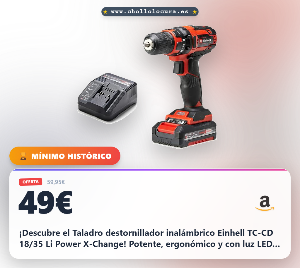 Einhell Taladro destornillador inalámbrico TC-CD 18/35 Li Power X-Change (18V, incluye batería de 1,5 Ah y cargador) (ref.4513914)