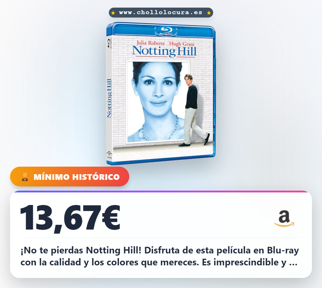 Consigue Notting Hill en Blu-ray. Disfruta de esta película de cine en oferta a precio de chollo