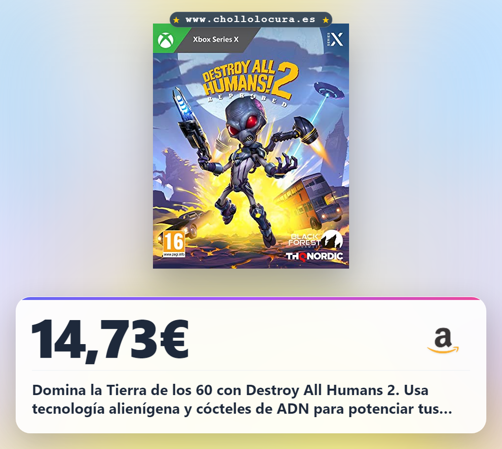Aprovecha Destroy All Humans 2 Reprobed XSRX INT en oferta: explora la Tierra de los 60 y domina con cócteles de ADN