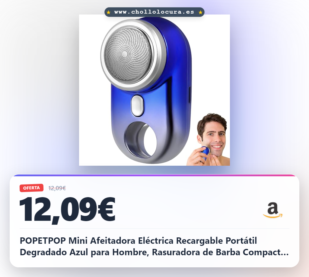 POPETPOP Mini Afeitadora Eléctrica Recargable Portátil Degradado Azul para Hombre, Rasuradora de Barba Compacta y Ligera, Afeitadora de Bolsillo, Adecuado para Viaje y Uso Diario