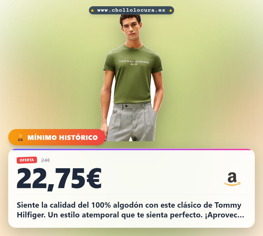 Compra la camiseta Tommy Hilfiger de algodón 100% para hombre en verde XXL, ¡oferta de chollo!