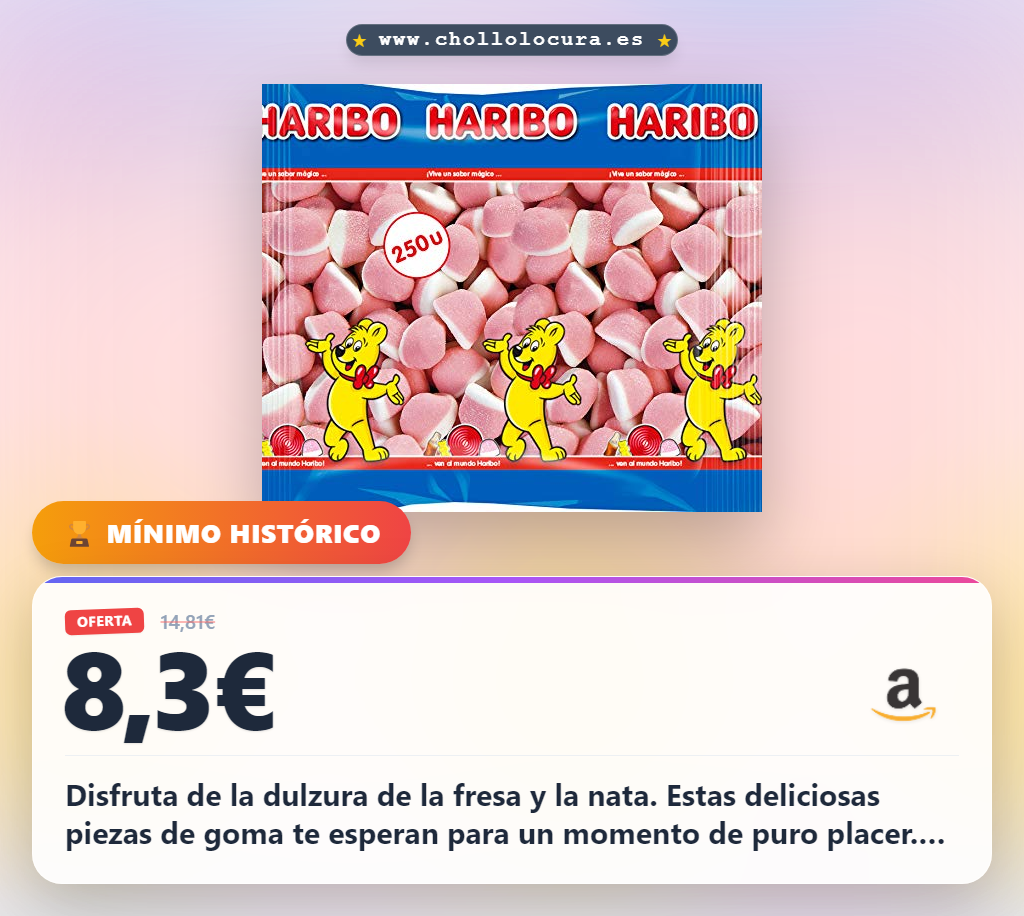 Aprovecha los Besitos Nata Fresa de HARIBO, caramelos de goma deliciosos en oferta a precio de chollo