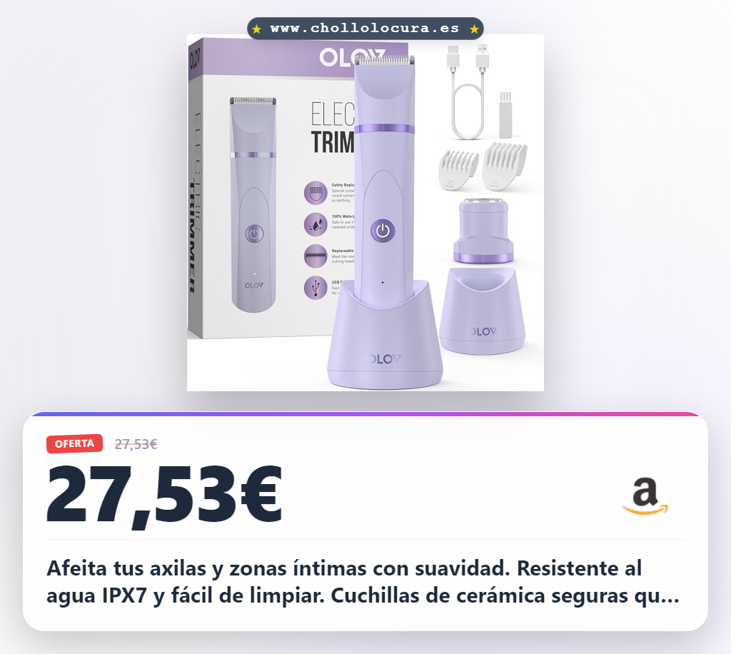 Consigue afeitadora íntima OLOV recargable con estación USB para piel húmeda y seca al mejor precio