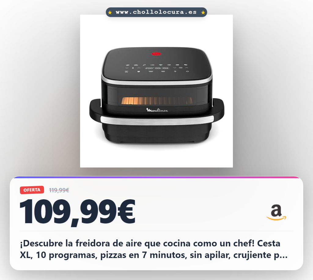 ¡Descubre la freidora de aire que cocina como un chef! Cesta XL, 10 programas, pizzas en 7 minutos, sin apilar, crujiente por fuera y jugosa por dentro