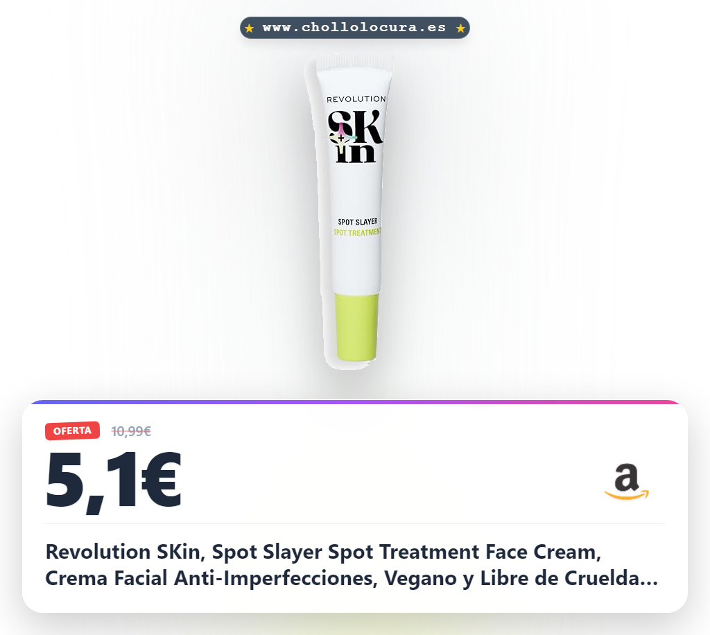 Revolution SKin, Spot Slayer Spot Treatment Face Cream, Crema Facial Anti-Imperfecciones, Vegano y Libre de Crueldad, 15ml