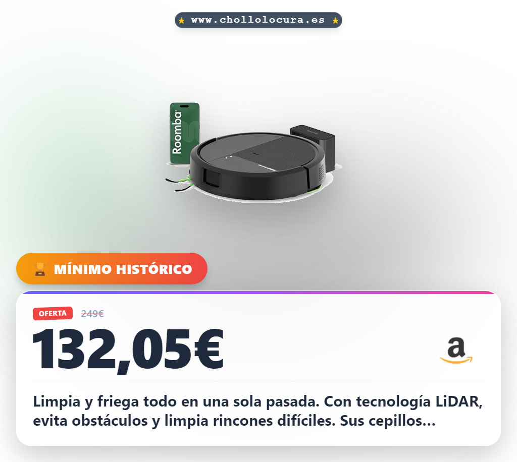 Aprovecha el robot aspirador Roomba 115 Combo con mapeo LiDAR y fregado en oferta histórica