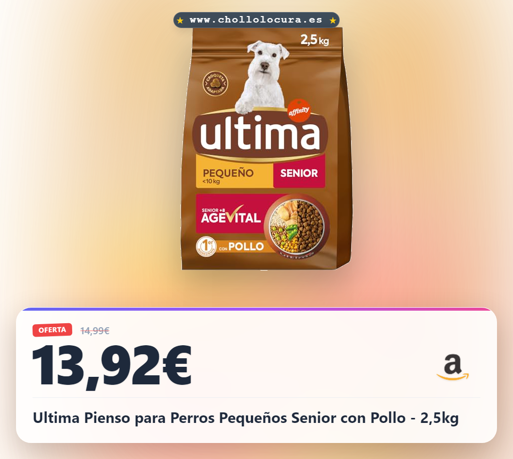 Ultima Pienso para Perros Pequeños Senior con Pollo - 2,5kg