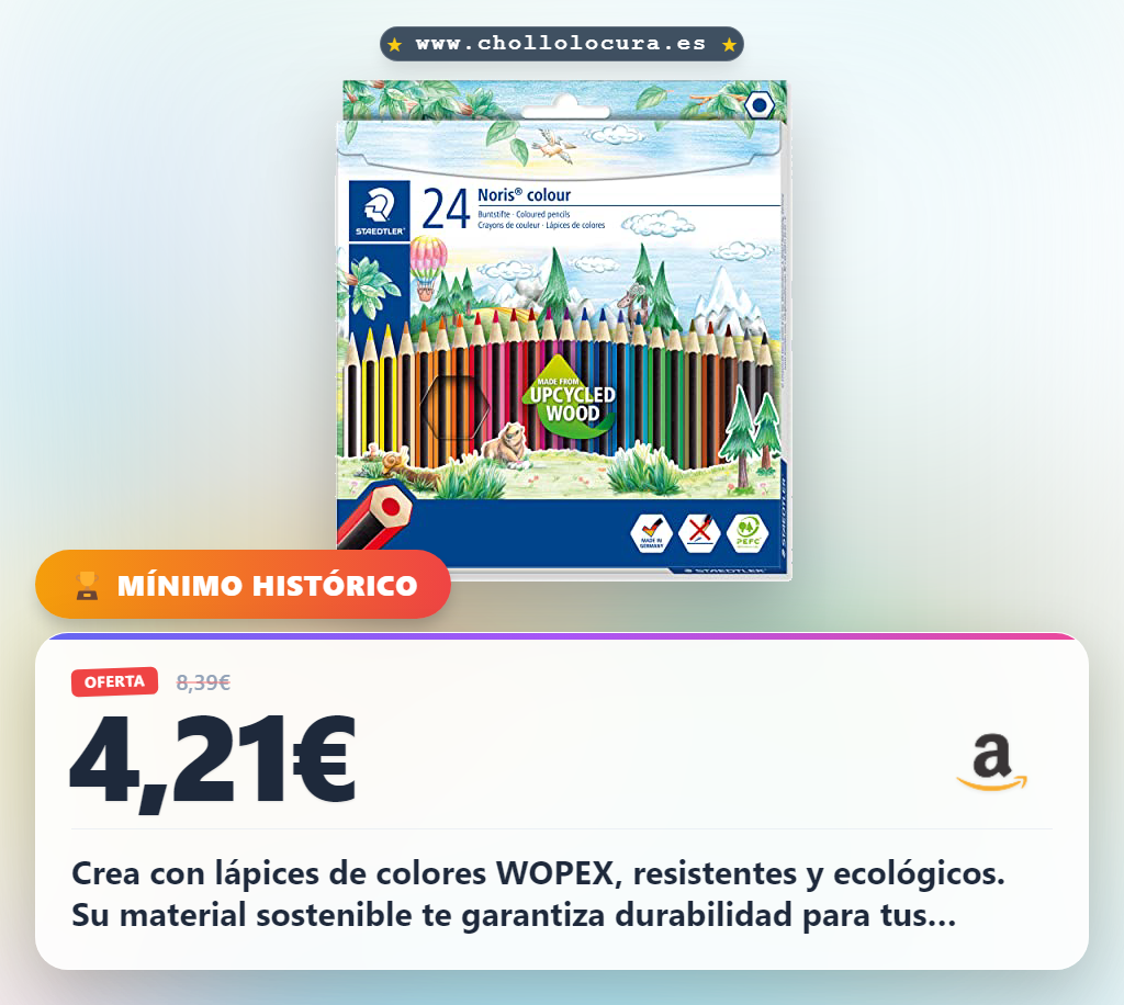 Aprovecha los lápices de colores Staedtler WOPEX hexagonales con madera sostenible en oferta histórica