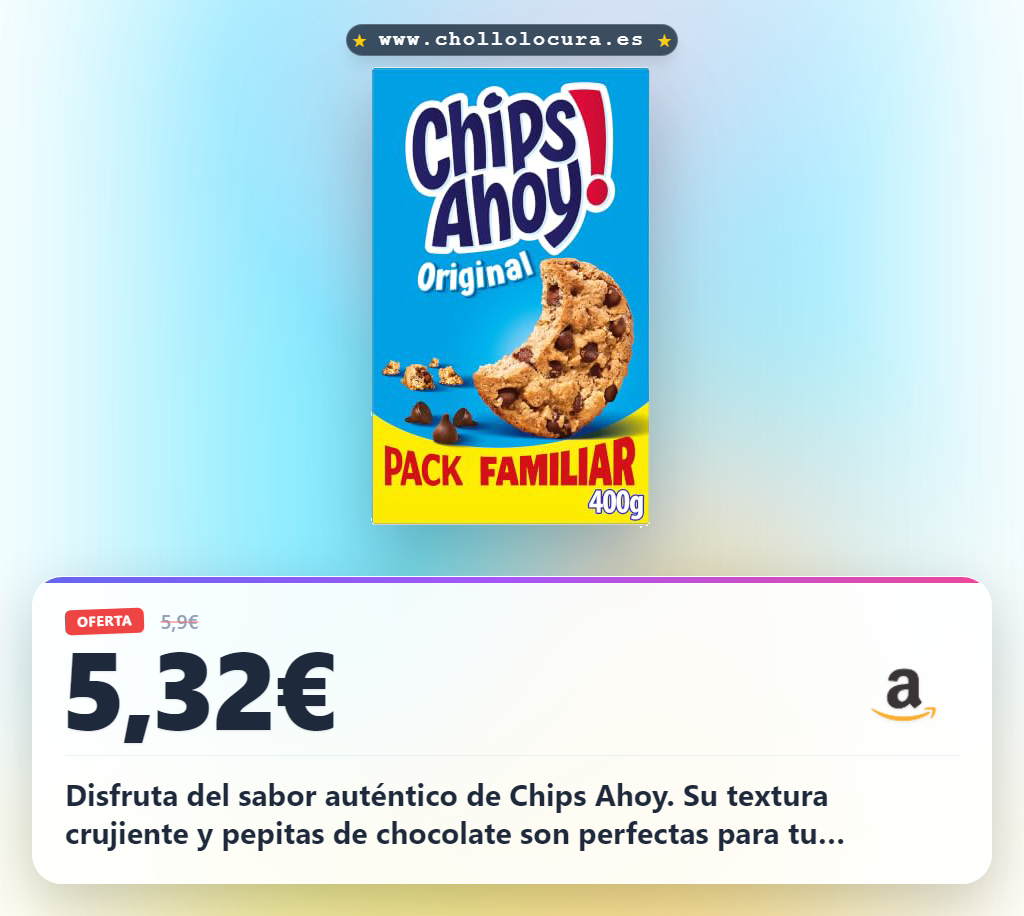Aprovecha las deliciosas Chips Ahoy Original con pepitas de chocolate en pack familiar 400g al mejor precio