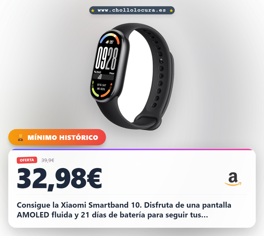 Aprovecho la Xiaomi Smartband 10 con pantalla AMOLED y 21 días de batería en oferta histórica