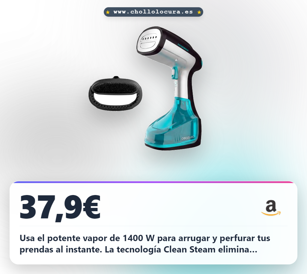 Consigue la Cecotec Plancha Vertical Fast&Furious 4020. Plancha rápido con vapor y cepillo Clean Brush.