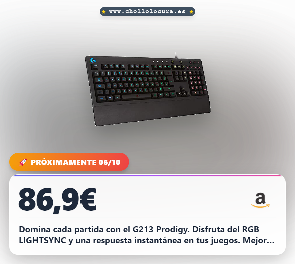 Aprovecha este Teclado Gaming Logitech G G213 Prodigy con RGB LIGHTSYNC en oferta histórica