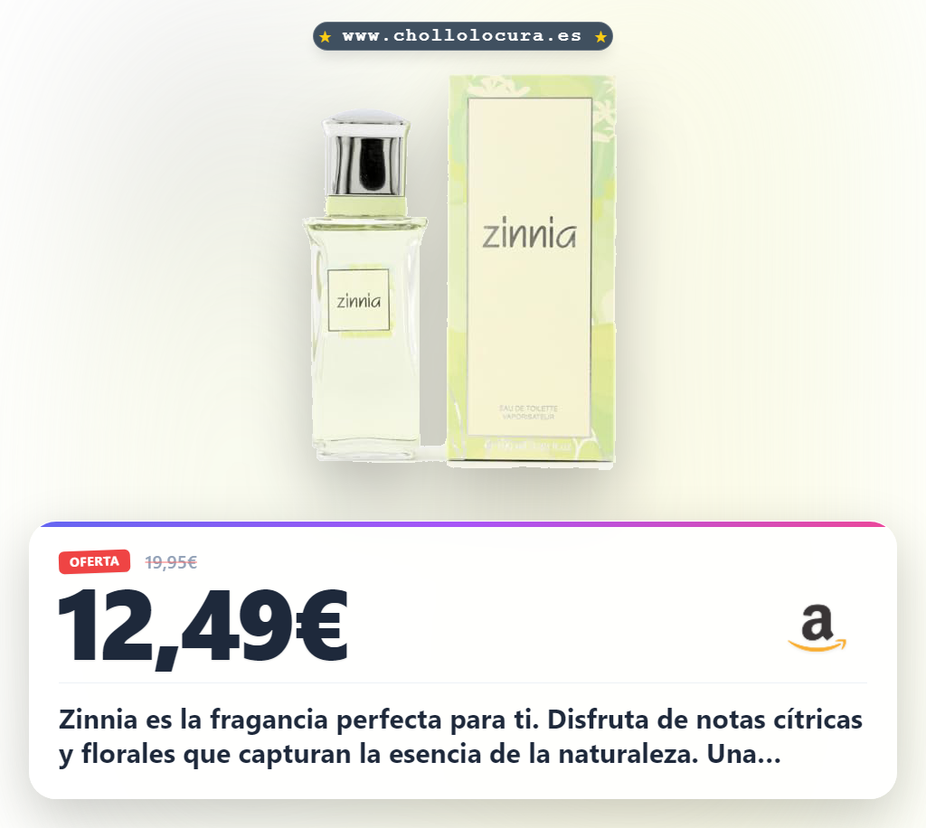 Zinnia es la fragancia perfecta para ti. Disfruta de notas cítricas y florales que capturan la esencia de la naturaleza. Una fragancia femenina elegante y fresca, con una duración increíble para acompañarte todo el día.