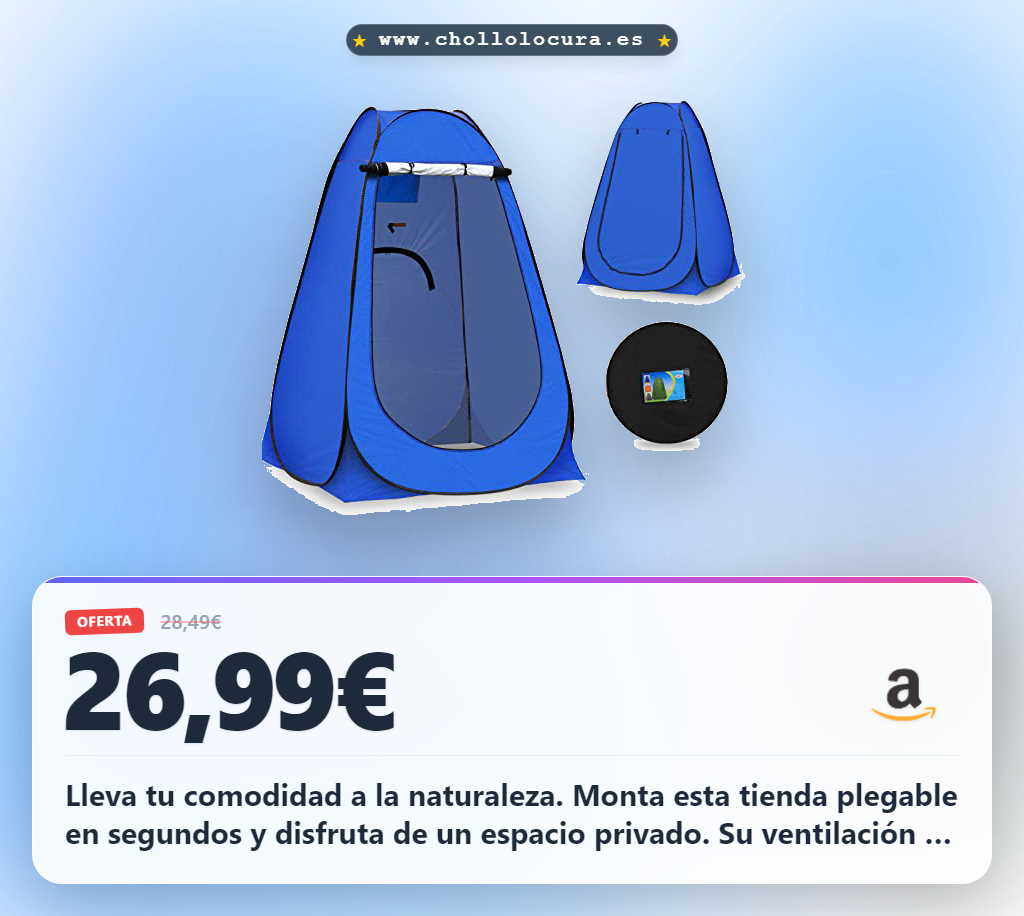 Aprovecha esta tienda de campaña portátil para inodoro y ducha. Privacidad UV 50+ y camping al mejor precio.