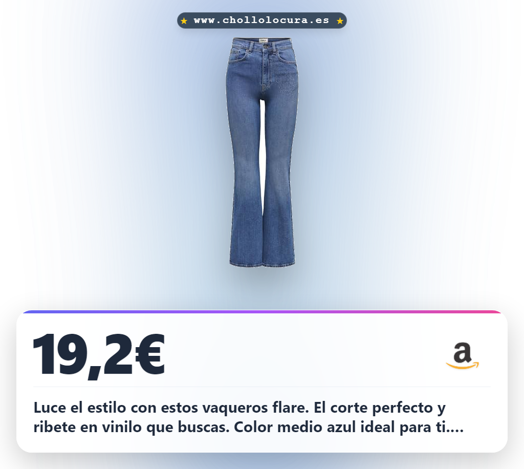 Luce el estilo con estos vaqueros flare. El corte perfecto y ribete en vinilo que buscas. Color medio azul ideal para ti. ¡Consigue los tuyos ahora con un chollo increíble!