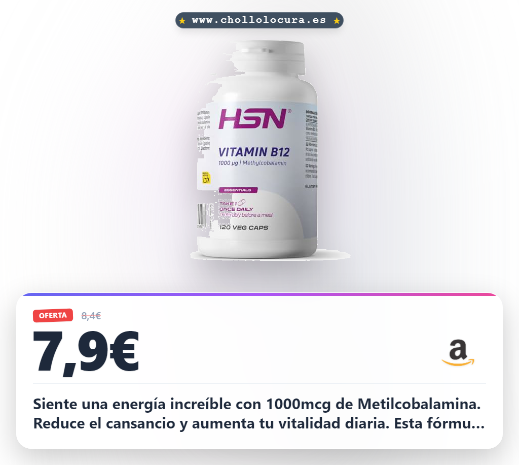 Consigue Vitamina B12 Metilcobalamina 1000mcg vegana en 120 cápsulas para máxima energía y vitalidad
