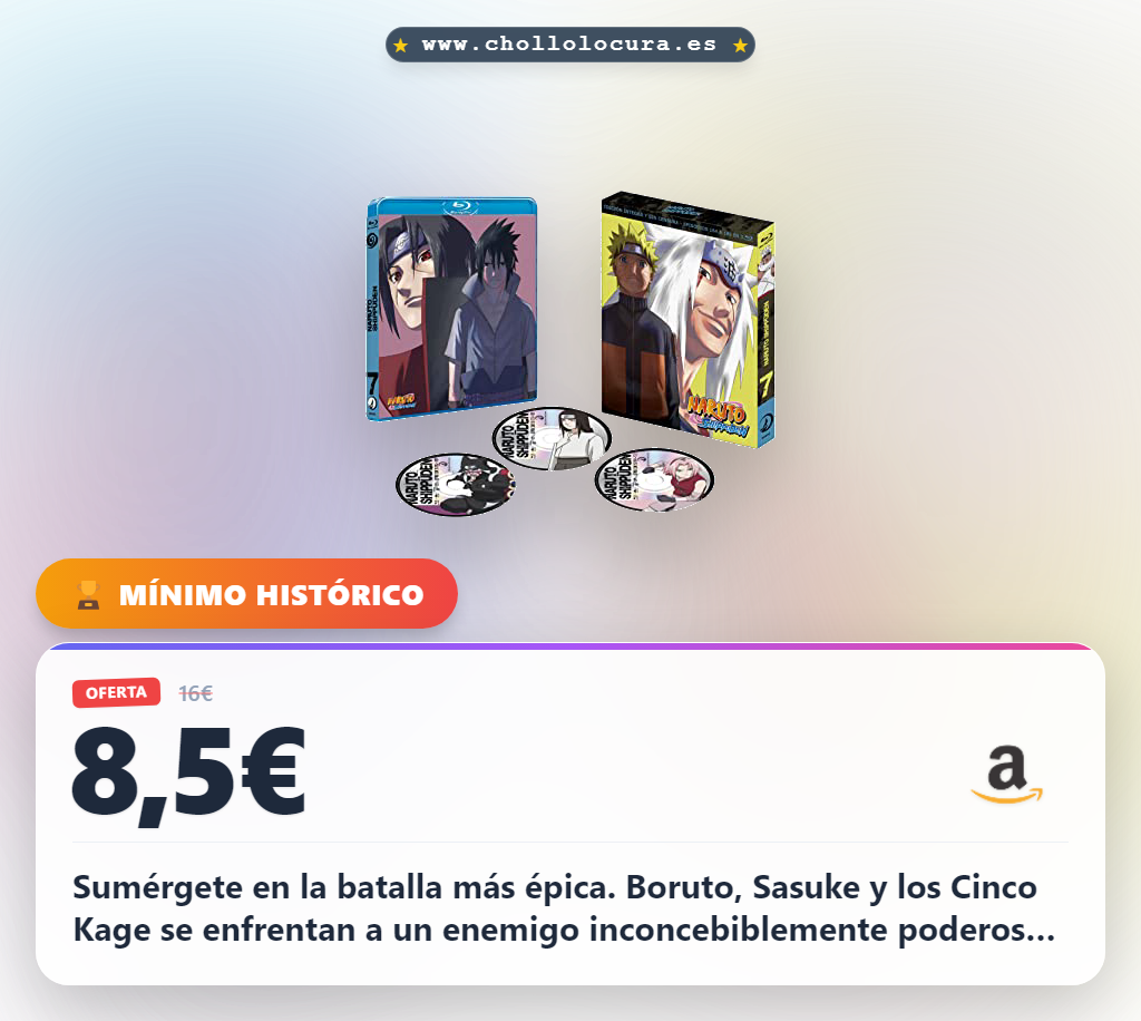 Consigue Boruto: Naruto, La Película Blu-ray con Sasuke y los Cinco Kage en oferta histórica