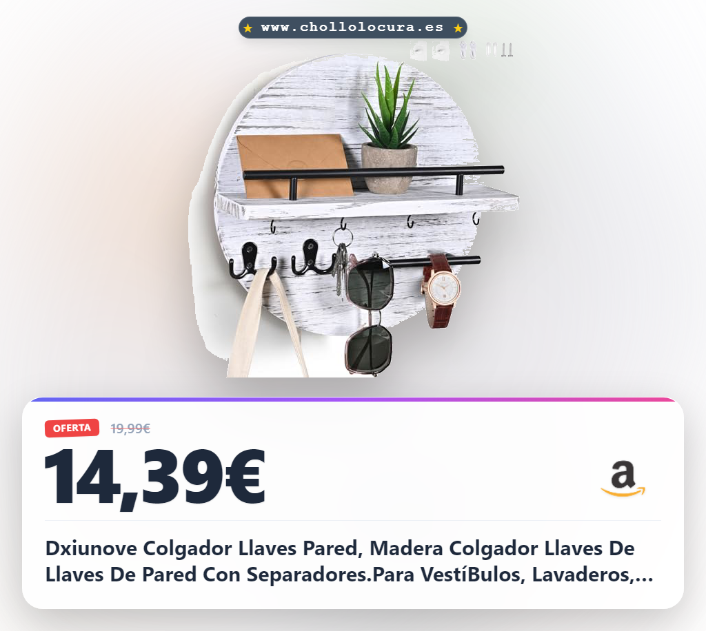 Dxiunove Colgador Llaves Pared, Madera Colgador Llaves De Llaves De Pared Con Separadores.Para VestíBulos, Lavaderos, Pasillos, Cocinas Y Oficinas. (blanco claro)