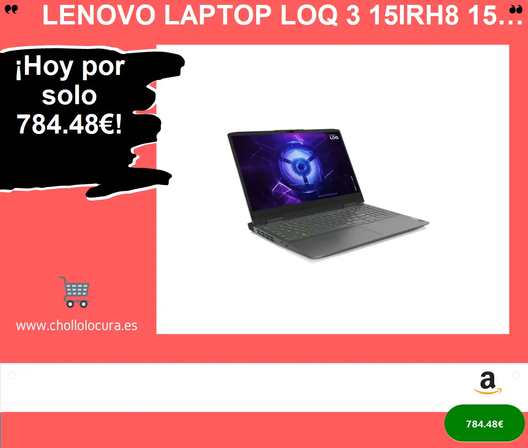 Lenovo Laptop LOQ 3 15IRH8 15,6" Intel Core i7-13620H 16 GB RAM 1 TB SSD Nvidia Geforce RTX 4060 QWERTY Español
