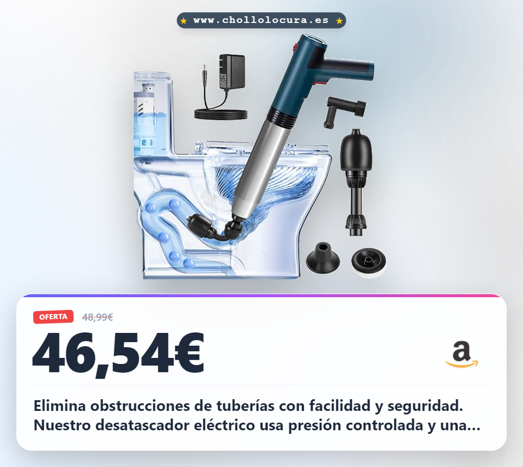 Aprovecha el desatascador eléctrico profesional con manómetro para tuberías WC y desagües de alta presión en oferta