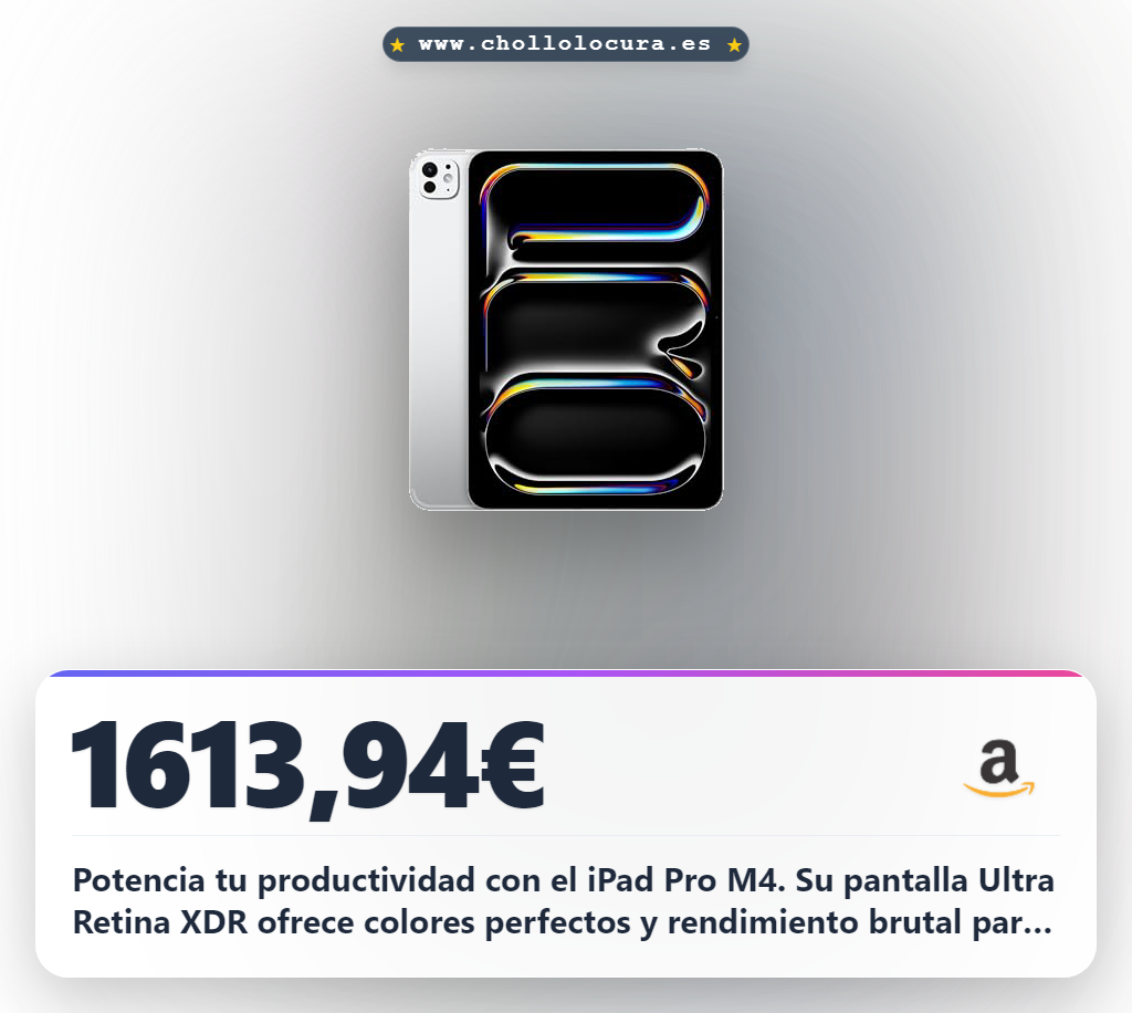Adquiere el iPad Pro M4 de 11 pulgadas con 2 TB y Ultra Retina XDR a precio de chollo en oferta