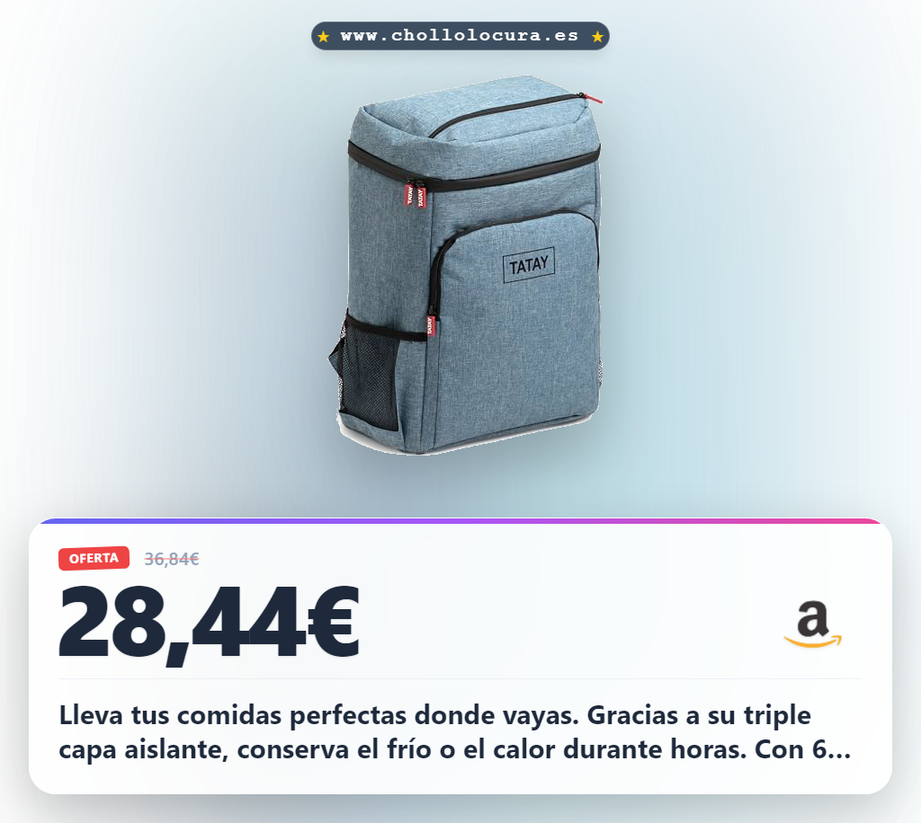Aprovecha la mochila térmica TATAY de 25 litros con cierre hermético y 6 bolsillos anti fugas para la montaña y playa
