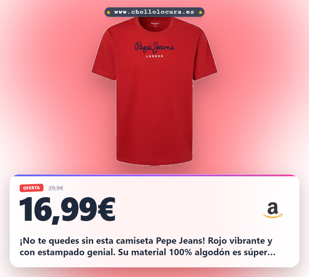 Ahorra en la camiseta Pepe Jeans Eggo N roja para hombre con estampado y manga corta a precio de chollo al mejor precio del año al instante.