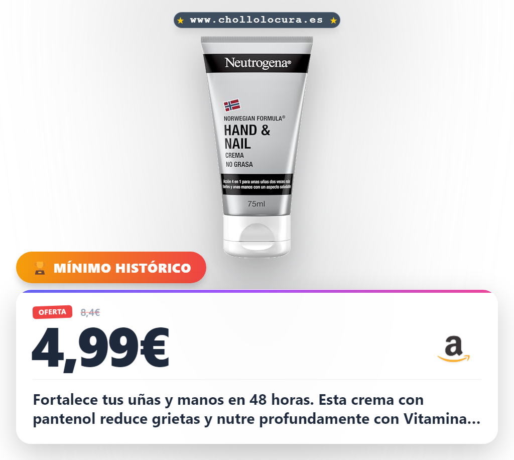 Consigue crema de manos y uñas Neutrogena Fórmula Noruega con pantenol para uñas fuertes al mejor precio