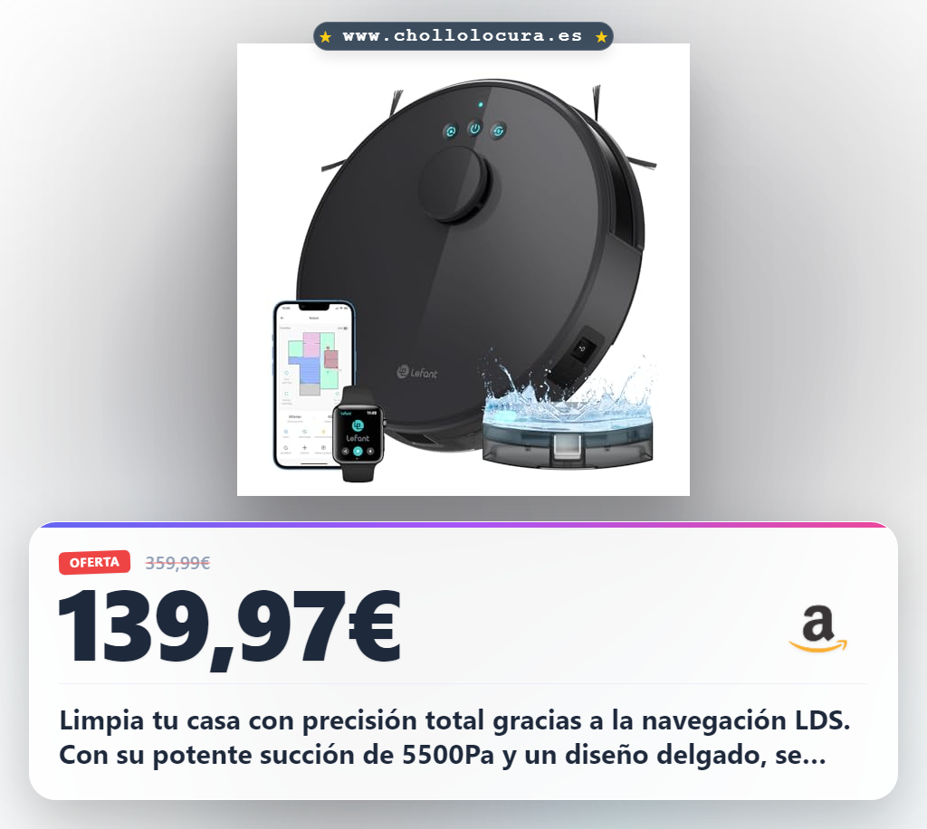 Consigue el robot aspirador Lefant M1 con navegación LDS y mapeo en oferta histórica