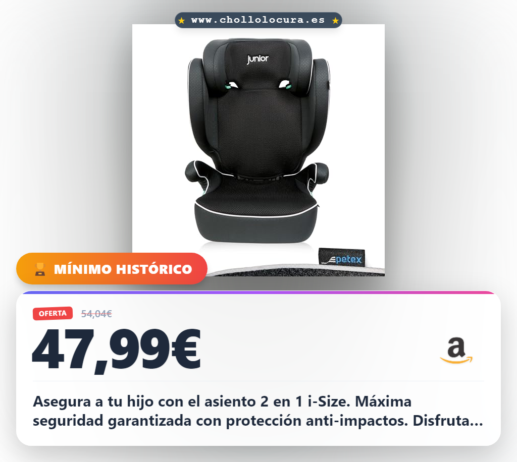 Consigue el asiento infantil PETEX i-Size ECE R129 2 en 1 con reposacabezas ajustable al mejor precio
