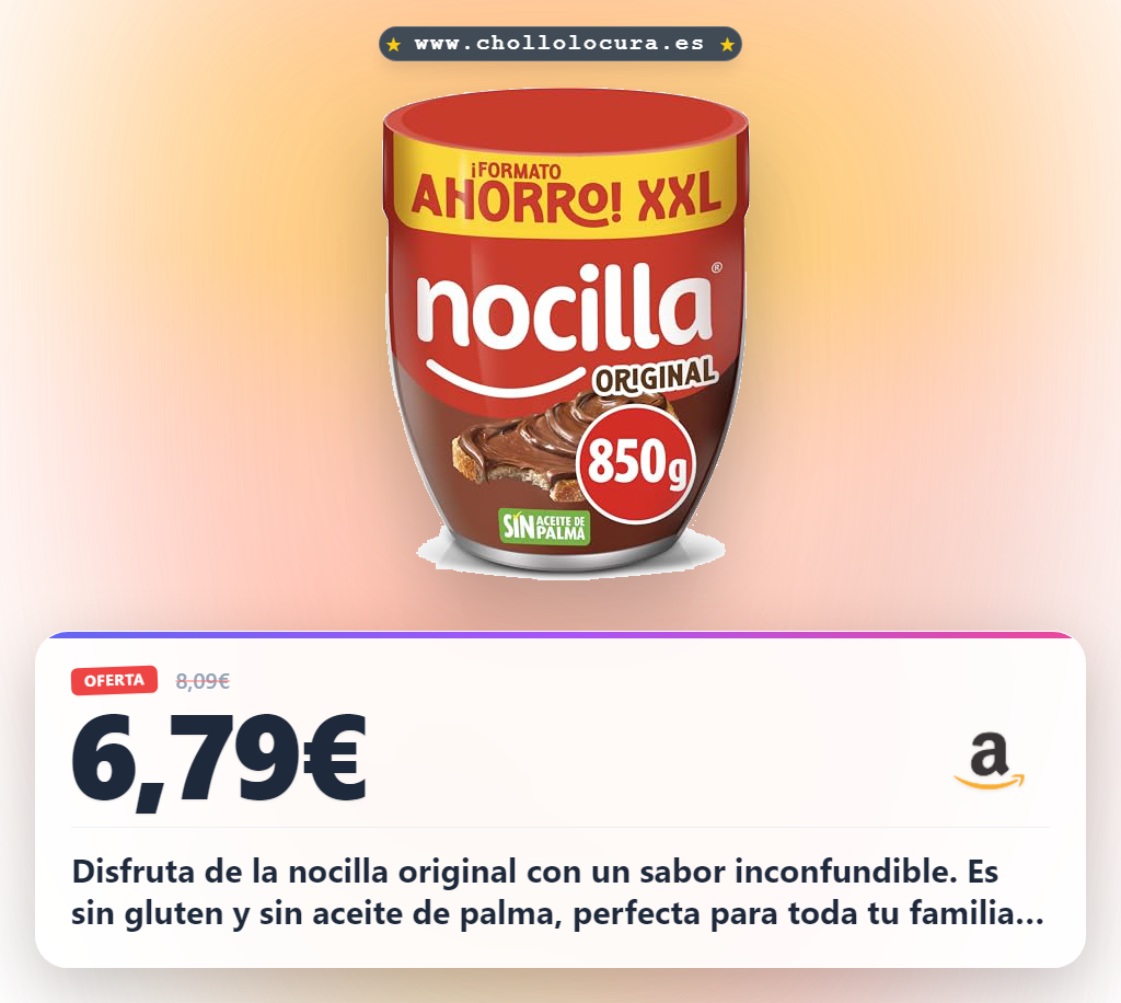 Aprovecha la nocilla original sin aceite de palma y sin gluten en formato ahorro al mejor precio