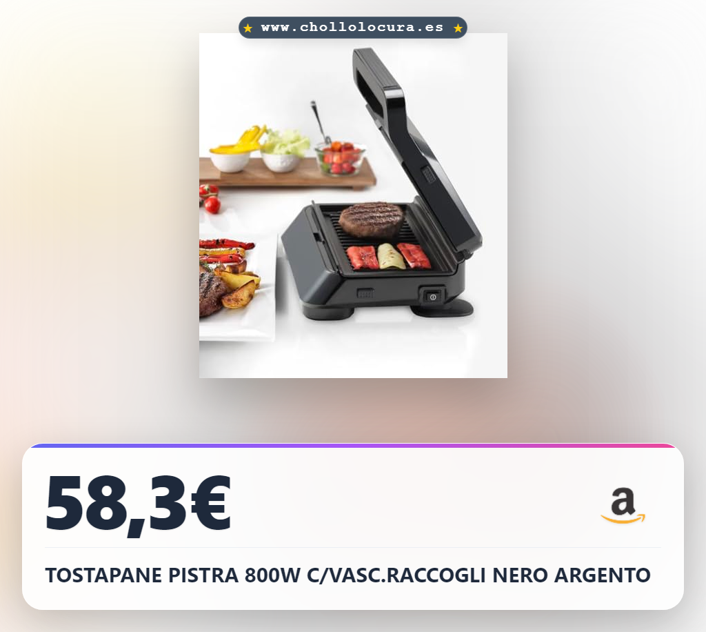 TOSTAPANE PISTRA 800W C/VASC.RACCOGLI NERO ARGENTO