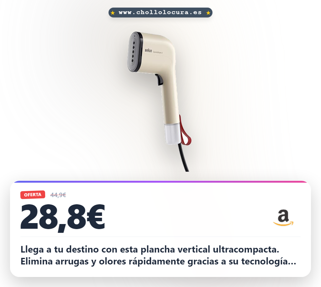 Aprovecha la plancha de vapor vertical ultracompacta con tecnología ICARE para viajes y ropa sin arrugas en oferta