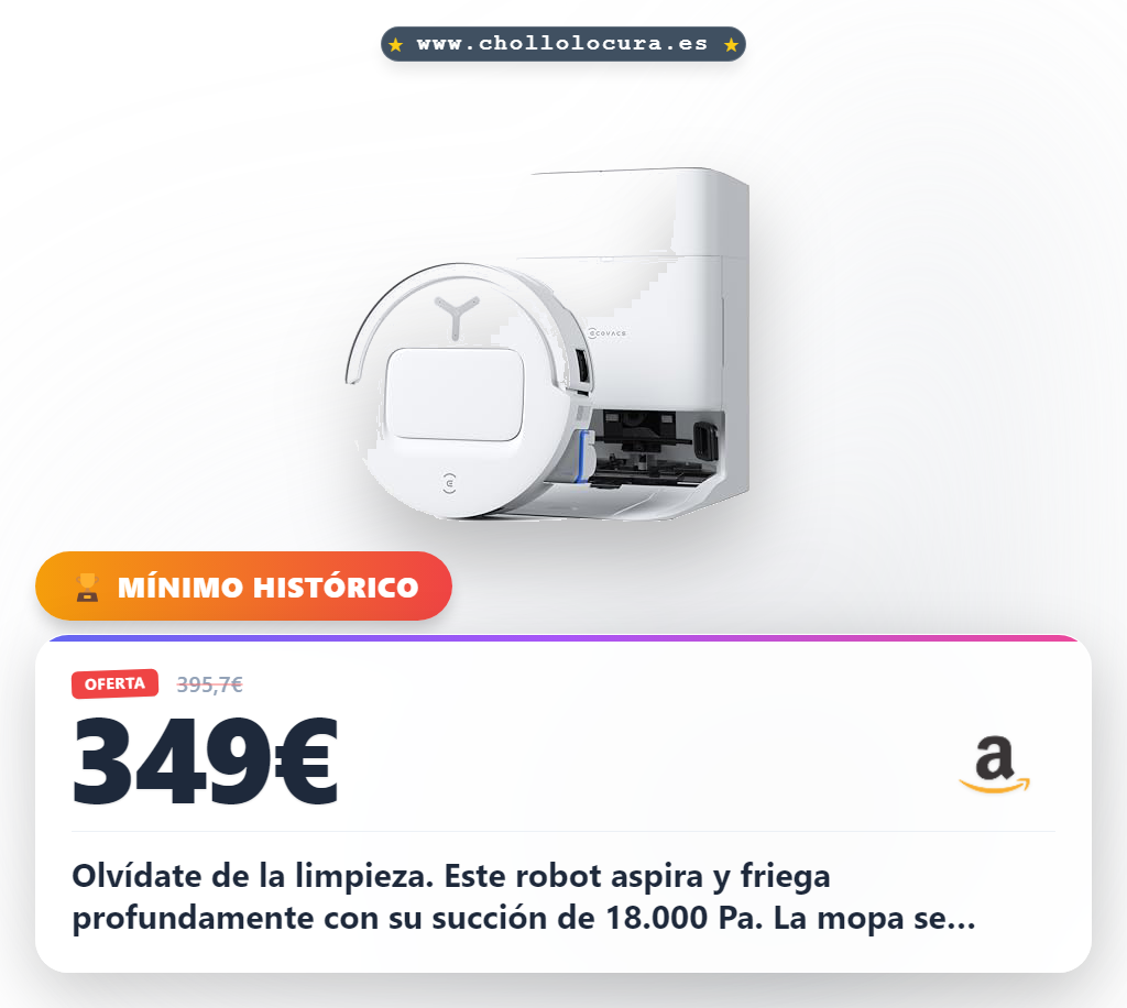 Aprovecha el ECOVACS DEEBOT T80 Omni con fregona OZMO ROLLER y succión de 18000 Pa en oferta histórica.
