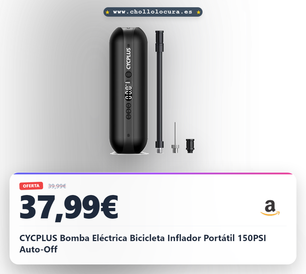 CYCPLUS Bomba Eléctrica Bicicleta Inflador Portátil 150PSI Auto-Off
