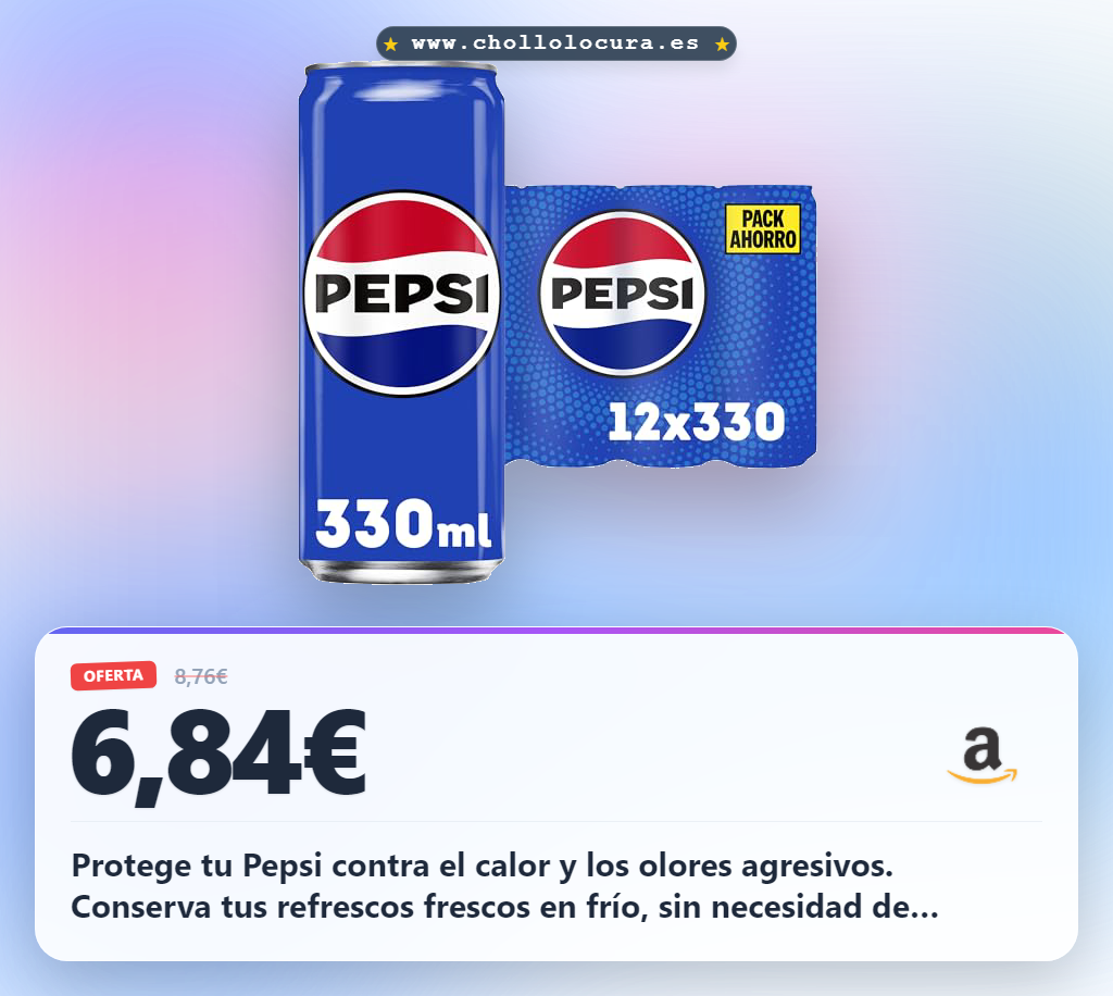 Aprovecha estas 12 botellas de Pepsi Cola para protegerla del calor y olores en oferta histórica