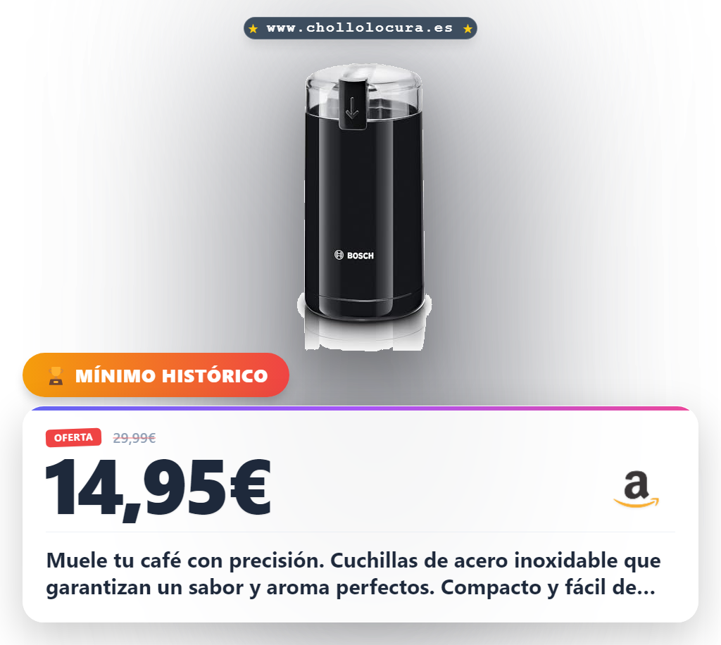 Consigue el molinillo de café eléctrico Bosch Hogar TSM6A013B al mejor precio en oferta