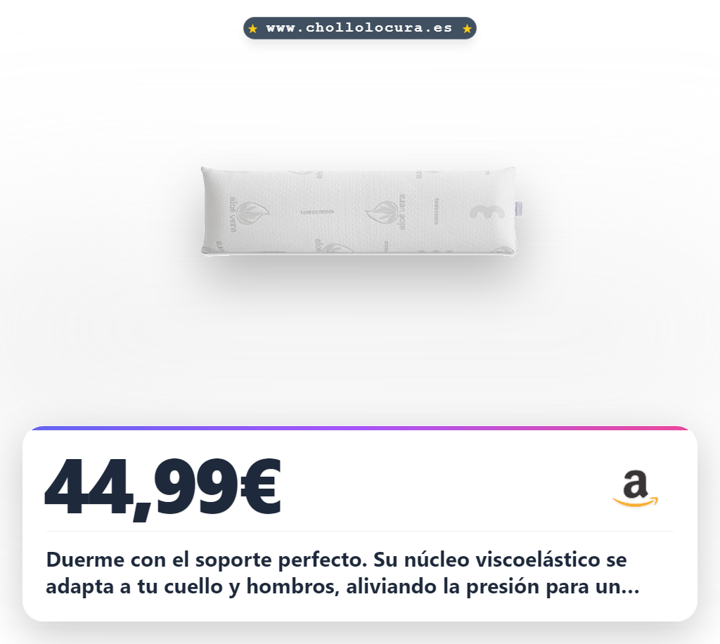 Aprovecha esta almohada viscoelástica Aloe Vera para cuello y cervicales. Soporte firme media-alta y doble funda lavable al mejor precio