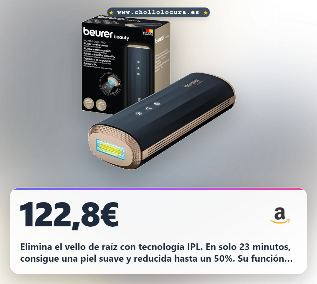 Consigue la depiladora IPL Beurer 7800 PRO. Enfriamiento, 5 niveles de intensidad y 1 millón de pulsos para todo el cuerpo.
