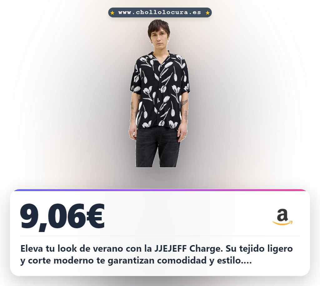 Consigue la Camisa de Manga Corta JACK & JONES JJEJEFF Charge Resort en Negro al mejor precio
