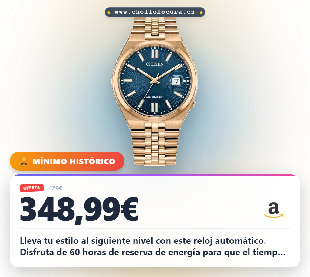 Aprovecha este reloj automático Citizen TSUYOSA oro rosa con calendario y 60 horas de reserva al mejor precio