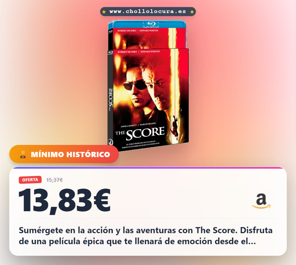 Disfruta de la película The Score de acción y aventuras en formato Bluray al mejor precio de oferta