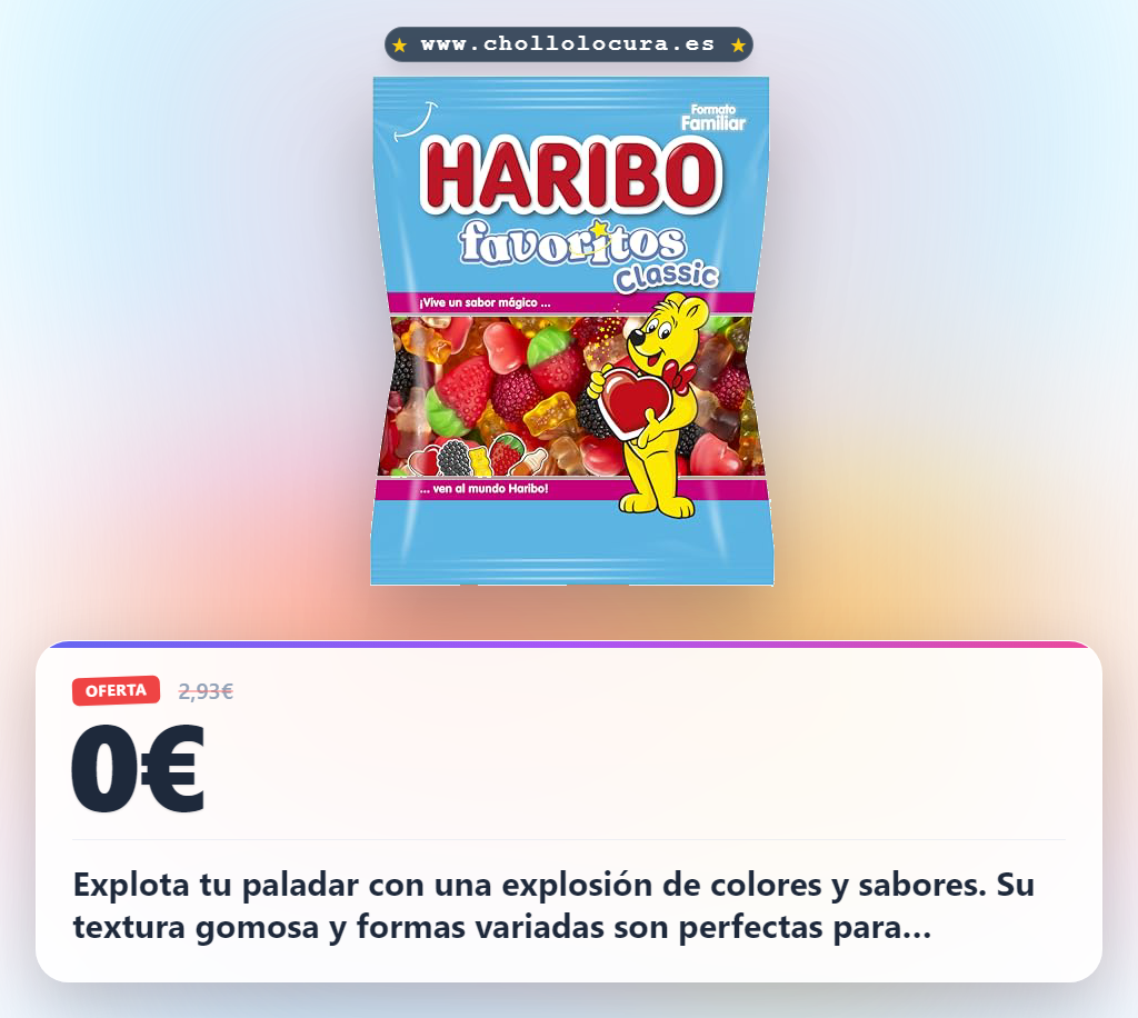 Aprovecha las gomitas HARIBO Favoritos Classic 250g de colores y sabores para compartir al mejor precio