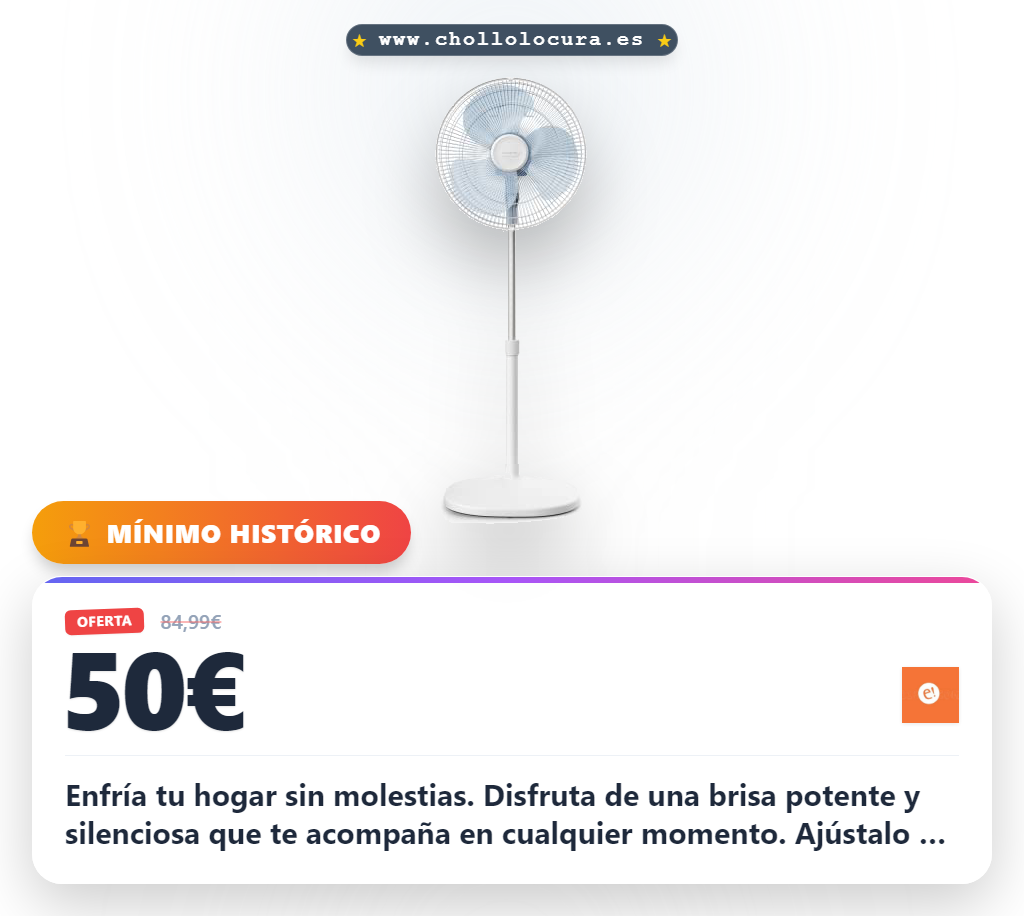 Disfruta de un ambiente fresco con el Ventilador de Pie Rowenta Silencioso y Potente en oferta histórica