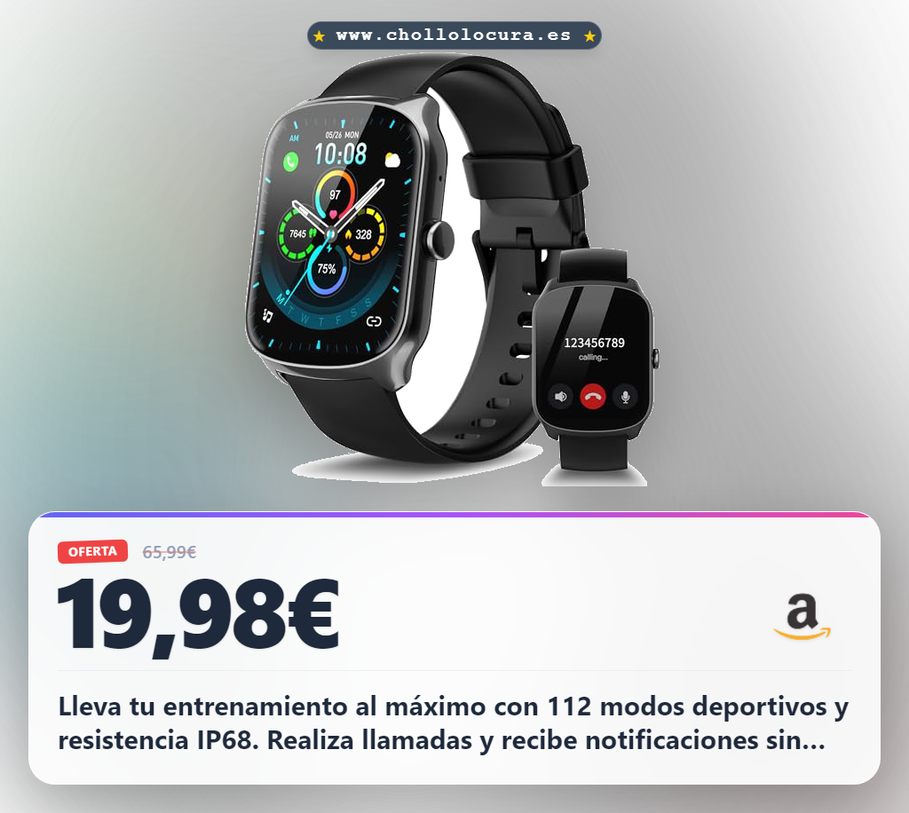 Consigue el smartwatch STECEi 1.95" con pantalla curva HD, 112 modos deportivos y resistencia IP68.