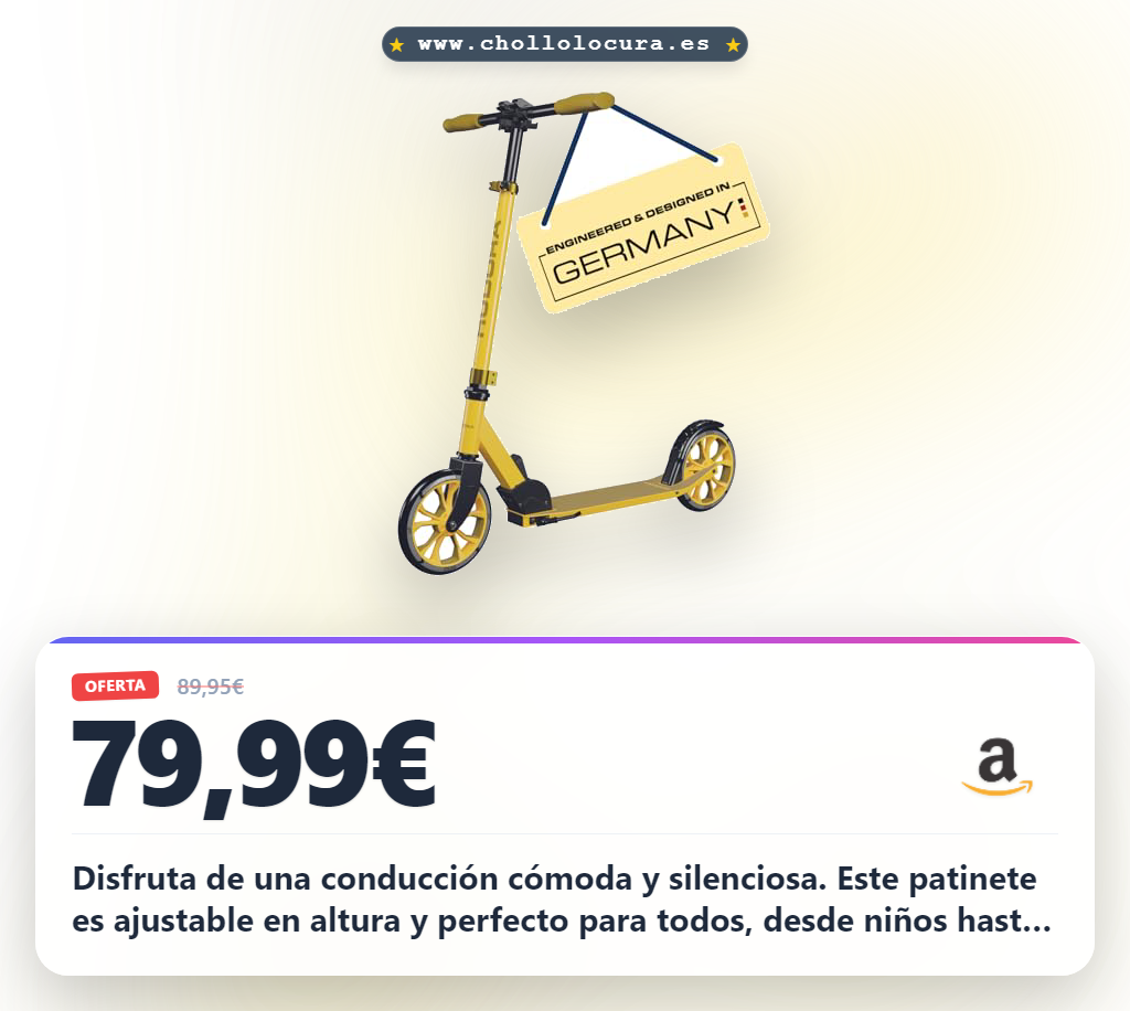 Aprovecha este patinete HUDORA Up 200 de aluminio plegable y ajustable. Disfruta de un paseo cómodo y silencioso para niños y adultos