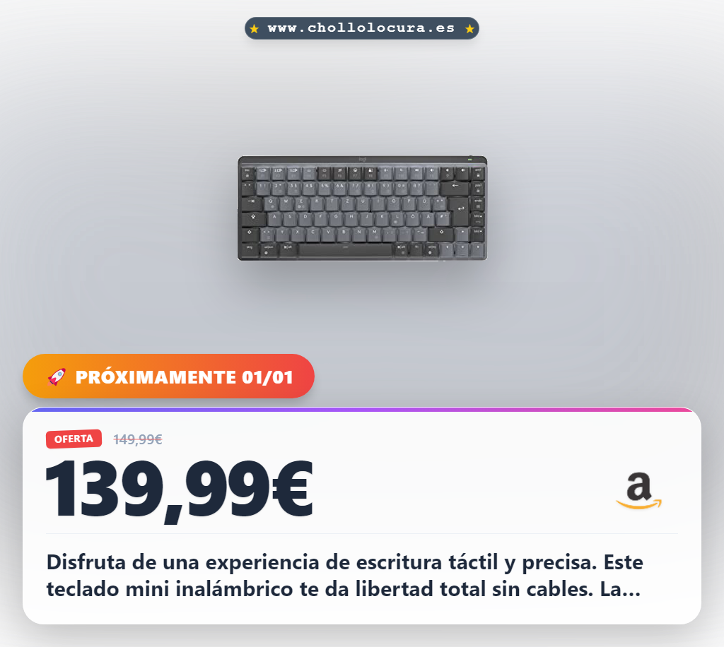 Obtén el teclado Logitech MX Mini inalámbrico con iluminación y DEU QWERTZ al mejor precio de oferta histórica para tu productividad