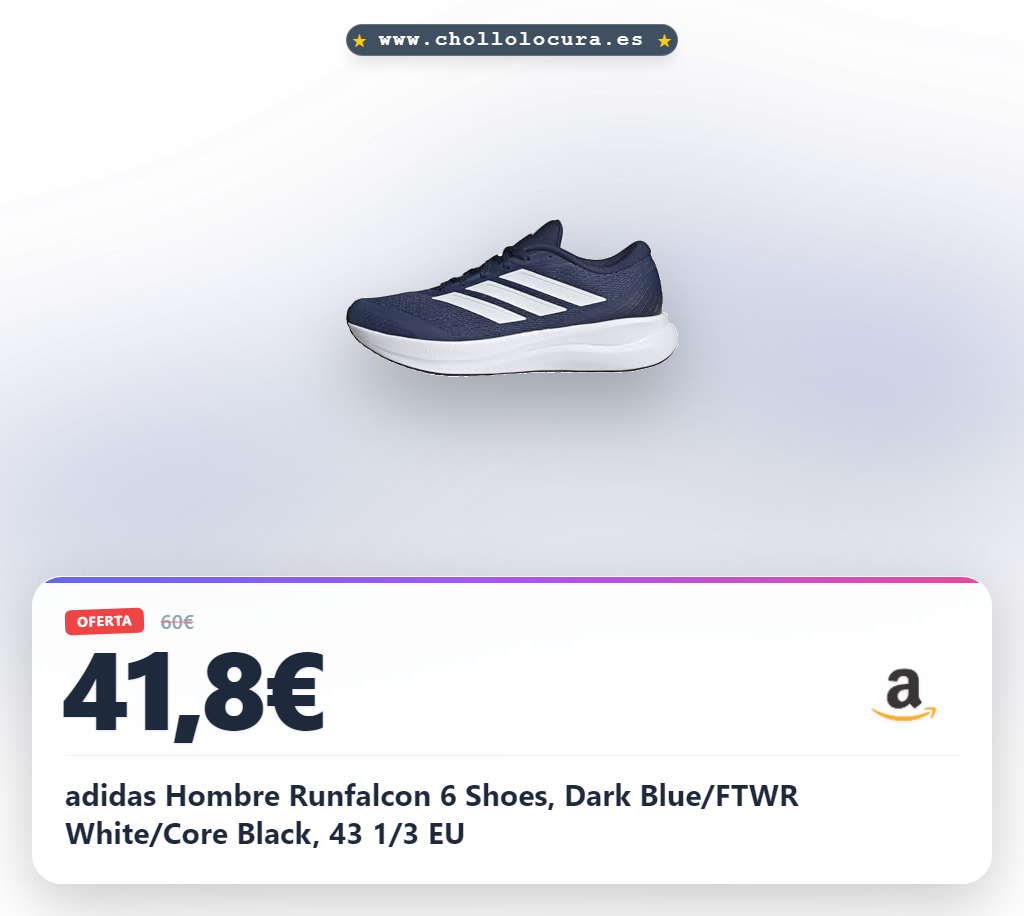 adidas Hombre Runfalcon 6 Shoes, Dark Blue/FTWR White/Core Black, 43 1/3 EU