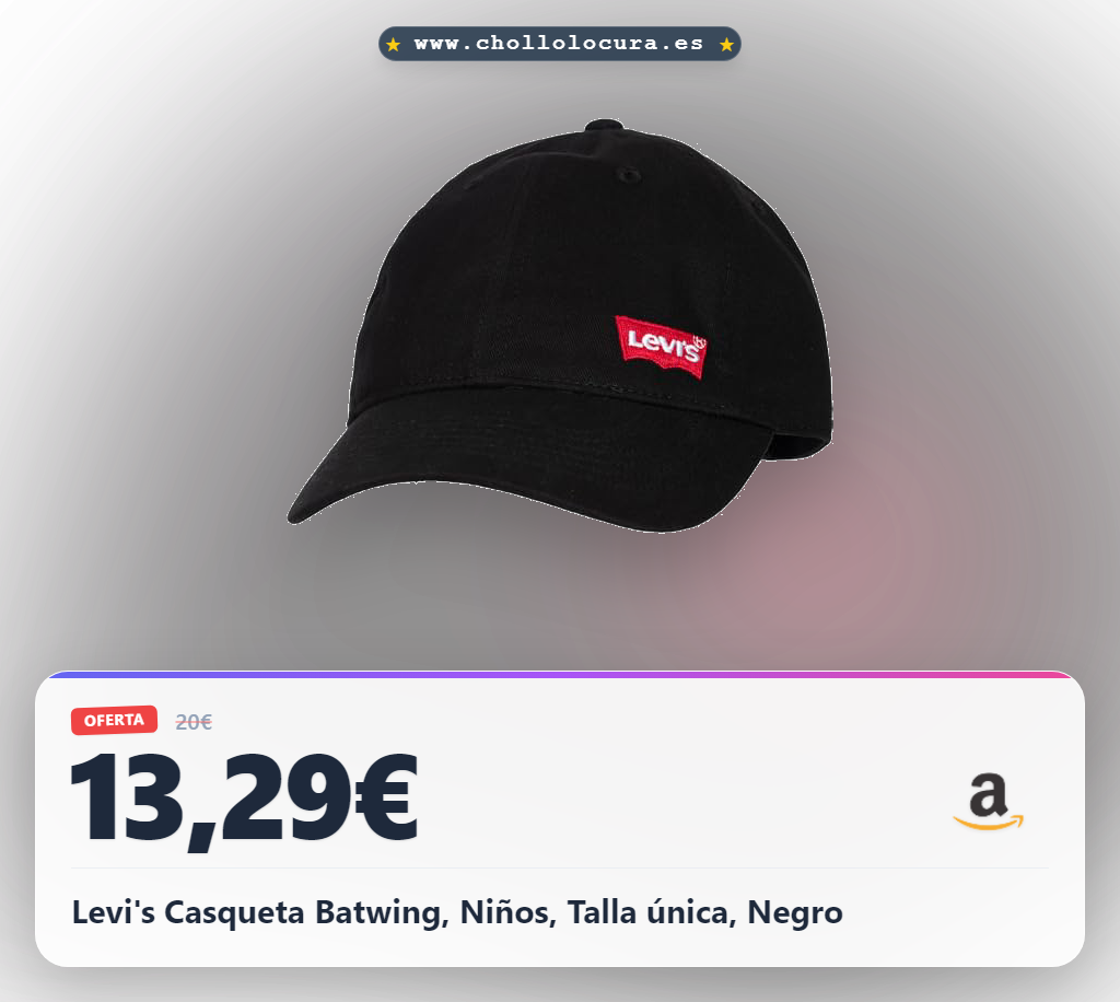Levi's Casqueta Batwing, Niños, Talla única, Negro