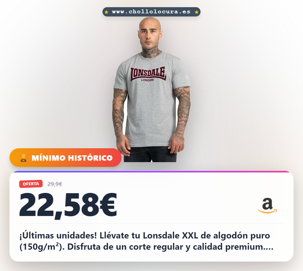 Ahorra en la camiseta Lonsdale XXL de algodón puro con cuello redondo al mejor precio